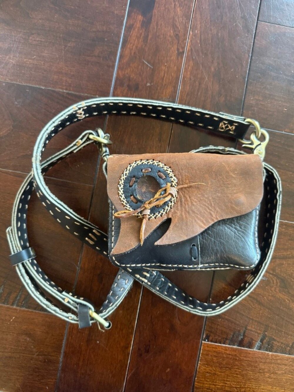 Artisan Tan and Black Leather Mini Bag
